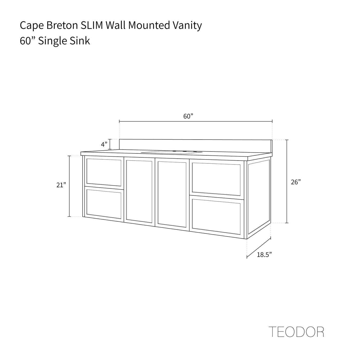 
                  
                    Cape Breton SLIM 60" Wall Mount Satin White Bathroom Vanity
                  
                