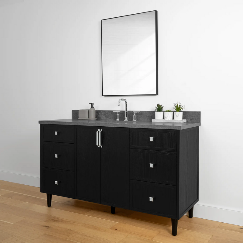 Cape Breton 60" Blackened Oak Bathroom Vanity - Teodor Vanities United States