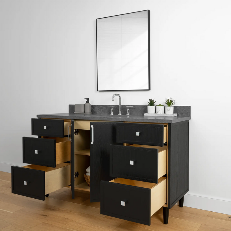 Cape Breton 60" Blackened Oak Bathroom Vanity - Teodor Vanities United States