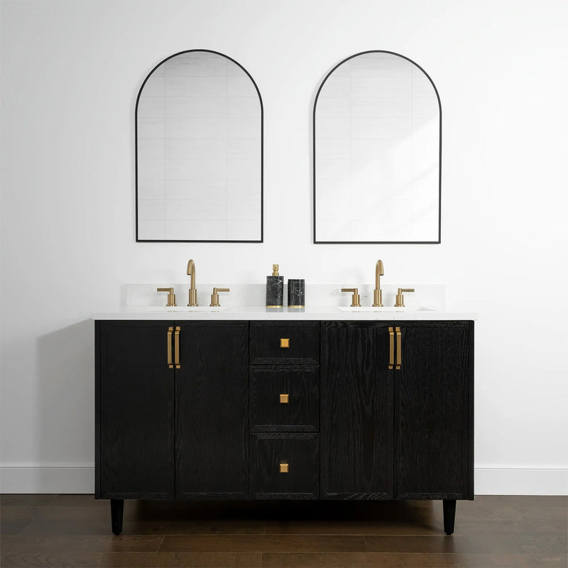 Cape Breton 60" Blackened Oak Bathroom Vanity, Double Sink - Teodor Vanities United States