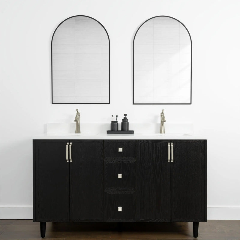 Cape Breton 60" Blackened Oak Bathroom Vanity, Double Sink - Teodor Vanities United States