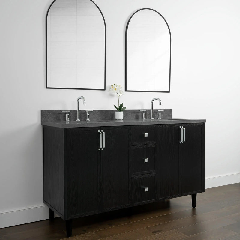 Cape Breton 60" Blackened Oak Bathroom Vanity, Double Sink - Teodor Vanities United States