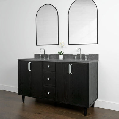 Cape Breton 60" Blackened Oak Bathroom Vanity, Double Sink - Teodor Vanities United States