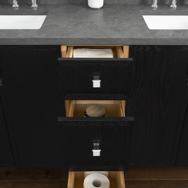 Cape Breton 60" Blackened Oak Bathroom Vanity, Double Sink - Teodor Vanities United States