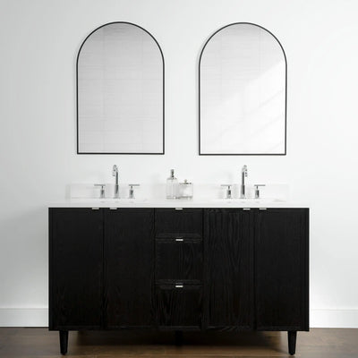 Cape Breton 60" Blackened Oak Bathroom Vanity, Double Sink - Teodor Vanities United States