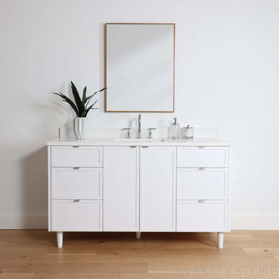 Cape Breton 60" Satin White Bathroom Vanity - Teodor Vanities United States