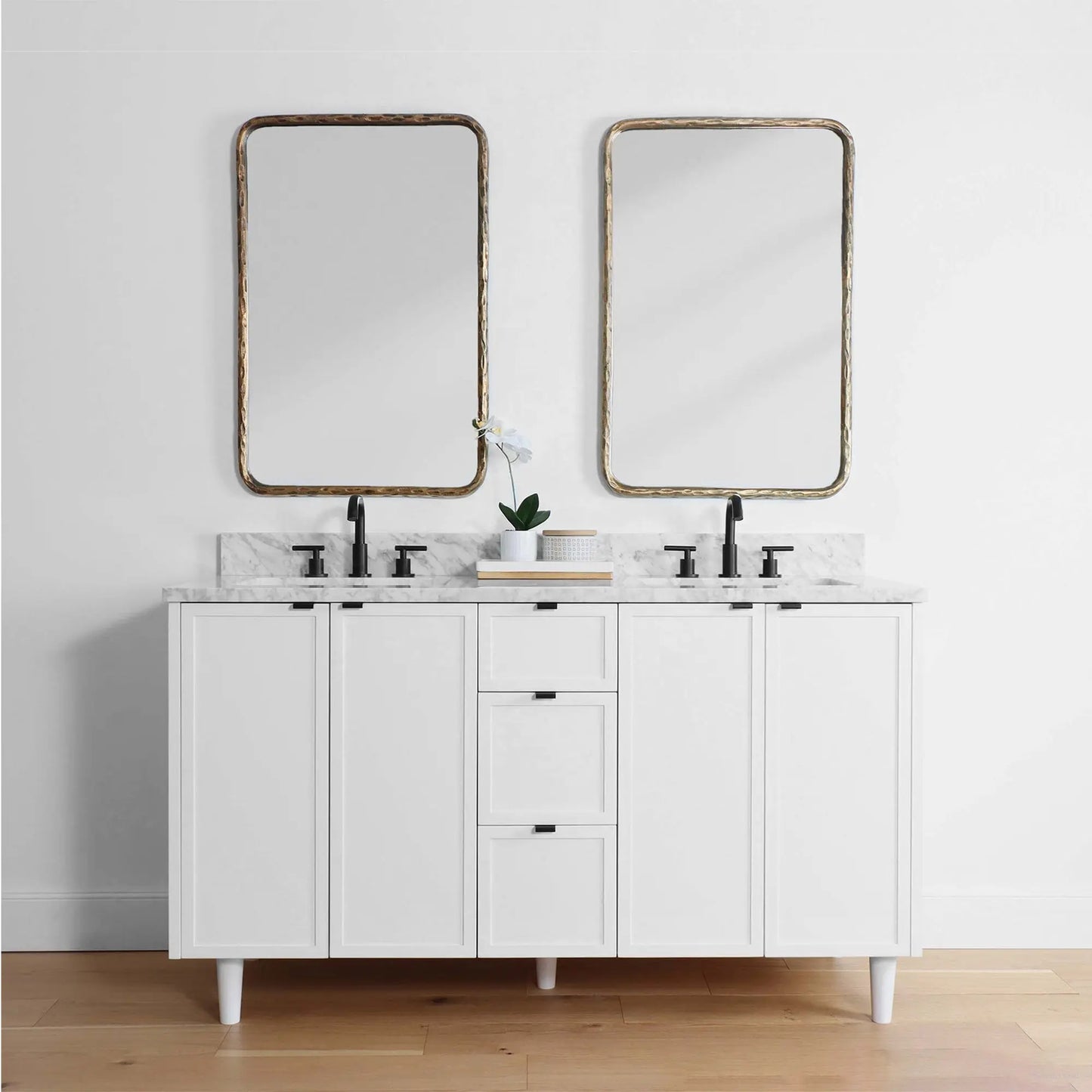 Cape Breton 60" Satin White Bathroom Vanity, Double Sink - Teodor Vanities United States