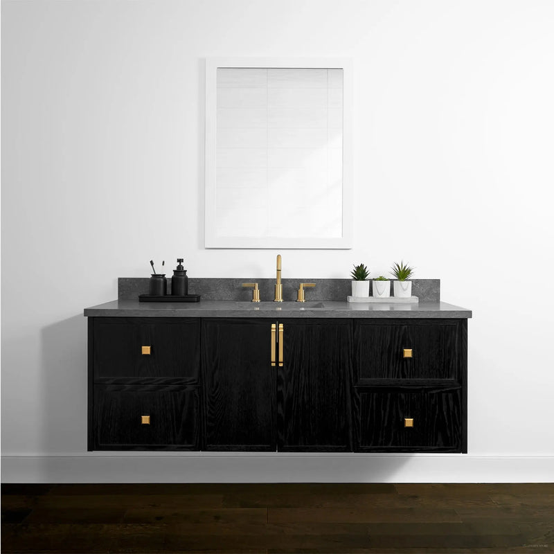 Cape Breton 60" Wall Mount Blackened Oak Bathroom Vanity - Teodor Vanities United States