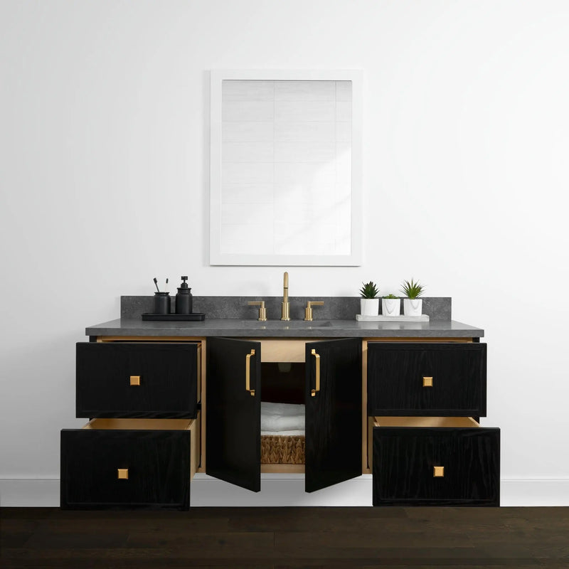 Cape Breton 60" Wall Mount Blackened Oak Bathroom Vanity - Teodor Vanities United States