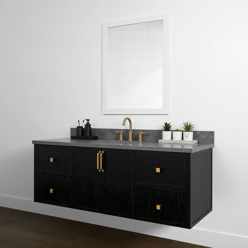 Cape Breton 60" Wall Mount Blackened Oak Bathroom Vanity - Teodor Vanities United States