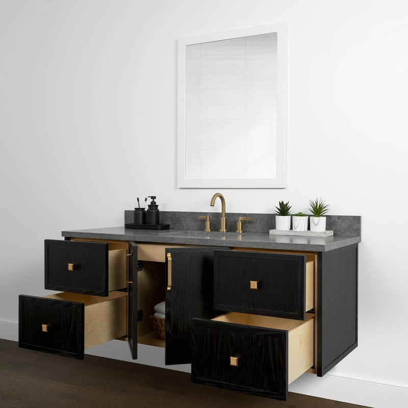 Cape Breton 60" Wall Mount Blackened Oak Bathroom Vanity - Teodor Vanities United States