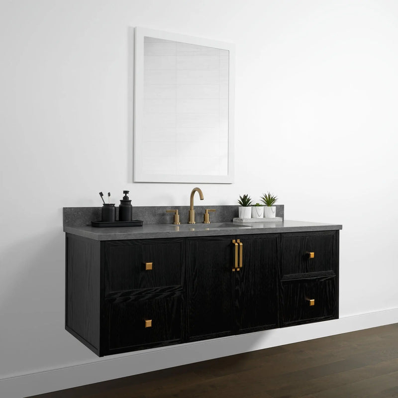 Cape Breton 60" Wall Mount Blackened Oak Bathroom Vanity - Teodor Vanities United States