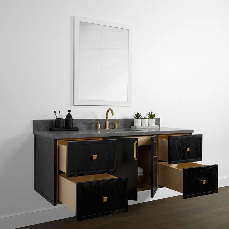 Cape Breton 60" Wall Mount Blackened Oak Bathroom Vanity - Teodor Vanities United States