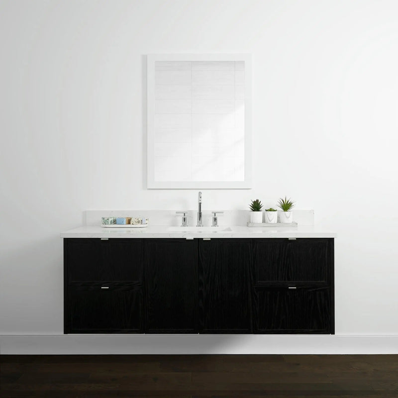 Cape Breton 60" Wall Mount Blackened Oak Bathroom Vanity - Teodor Vanities United States