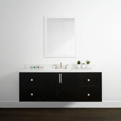 Cape Breton 60" Wall Mount Blackened Oak Bathroom Vanity - Teodor Vanities United States