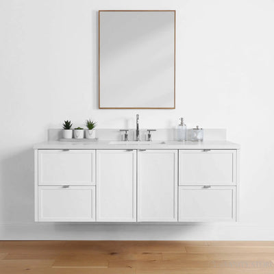 Cape Breton 60" Wall Mount Satin White Bathroom Vanity - Teodor Vanities United States