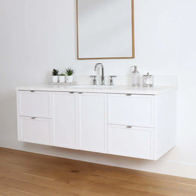 Cape Breton 60" Wall Mount Satin White Bathroom Vanity - Teodor Vanities United States