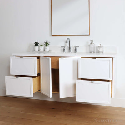 Cape Breton 60" Wall Mount Satin White Bathroom Vanity - Teodor Vanities United States