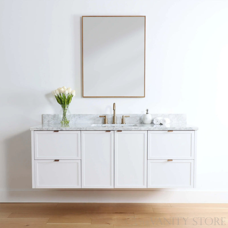 Cape Breton 60" Wall Mount Satin White Bathroom Vanity - Teodor Vanities United States