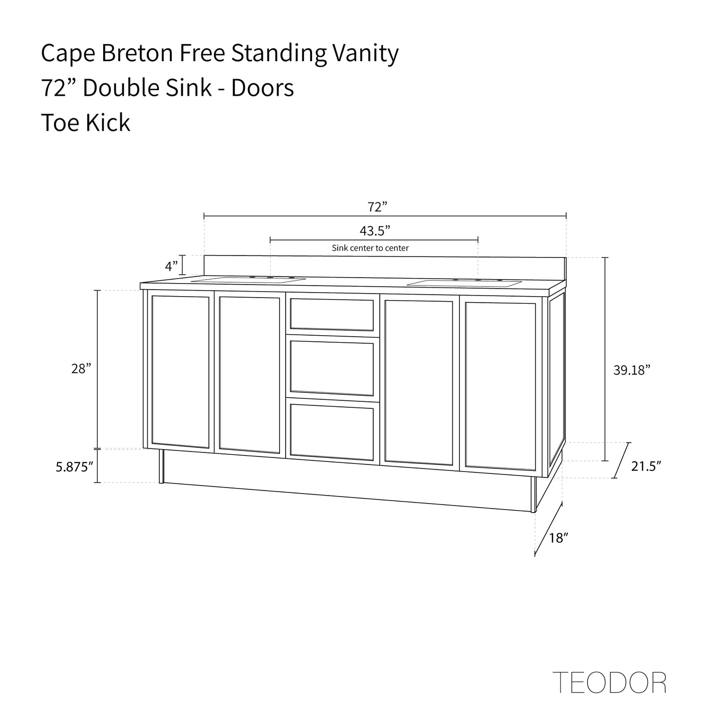 
                  
                    Cape Breton 72" Mid Century Oak Bathroom Vanity, Double Sink
                  
                