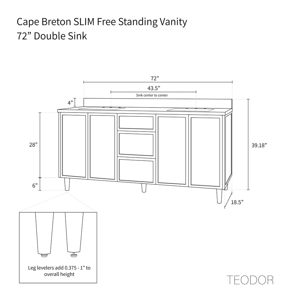 
                  
                    Cape Breton SLIM 72" White Oak Bathroom Vanity, Double Sink
                  
                