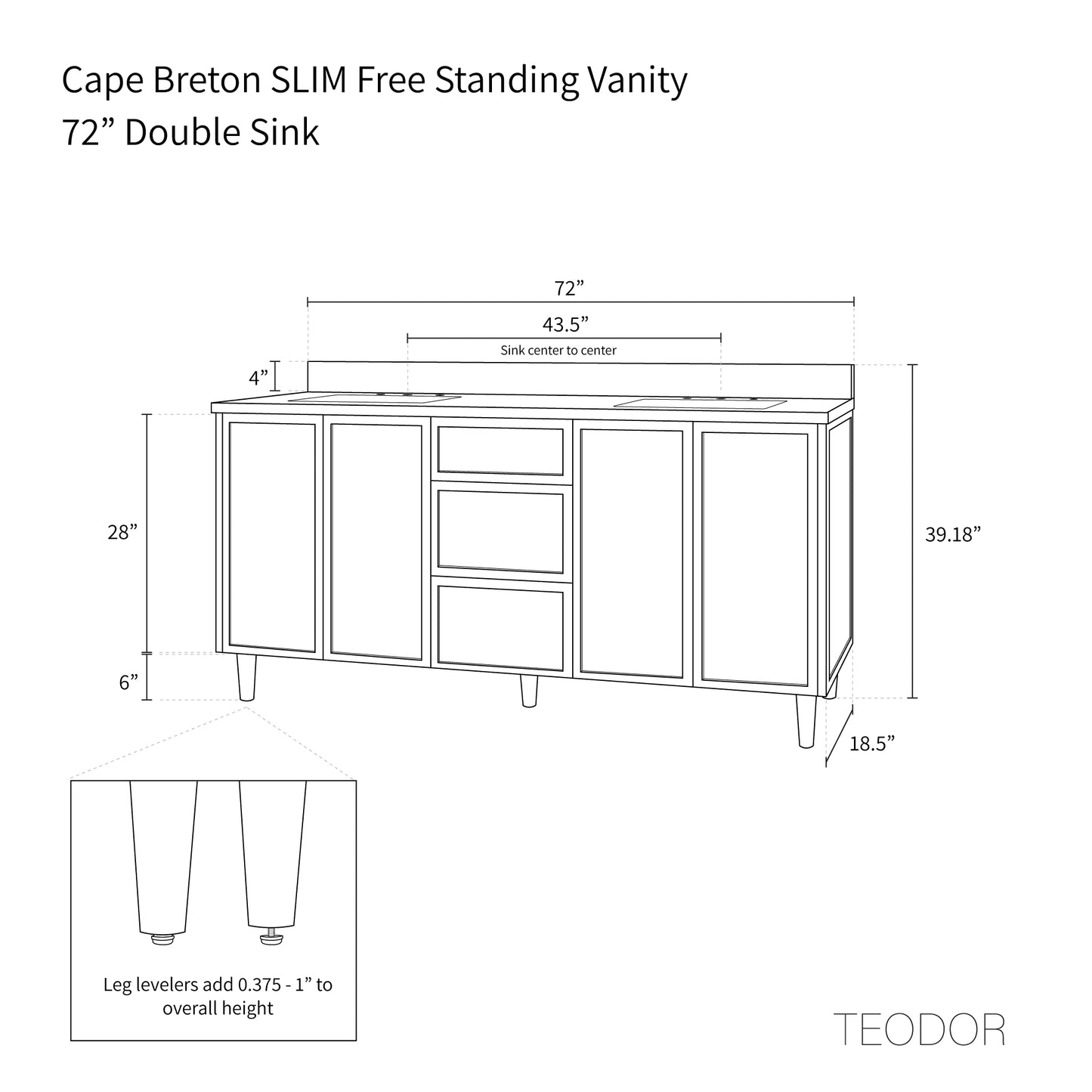 
                  
                    Cape Breton SLIM 72" White Oak Bathroom Vanity, Double Sink
                  
                