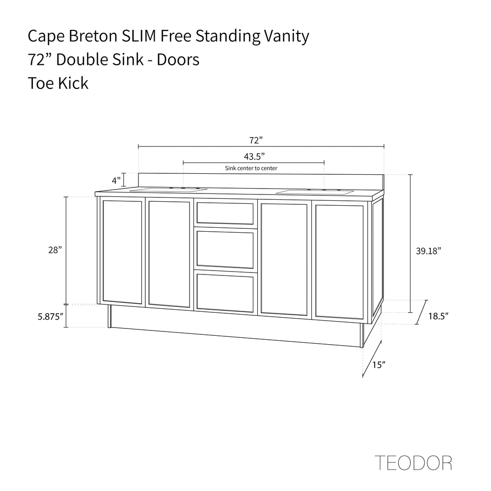 
                  
                    Cape Breton SLIM 72" White Oak Bathroom Vanity, Double Sink
                  
                