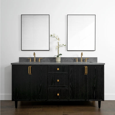 Cape Breton 72" Blackened Oak Bathroom Vanity, Double Sink - Teodor Vanities United States