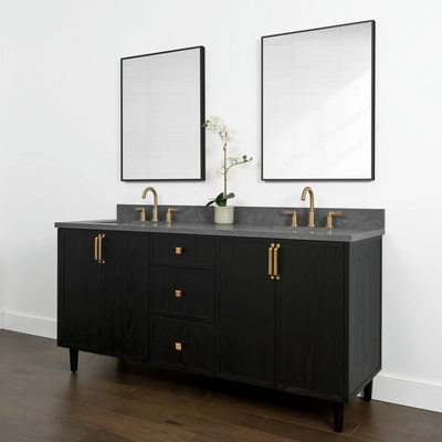 Cape Breton 72" Blackened Oak Bathroom Vanity, Double Sink - Teodor Vanities United States