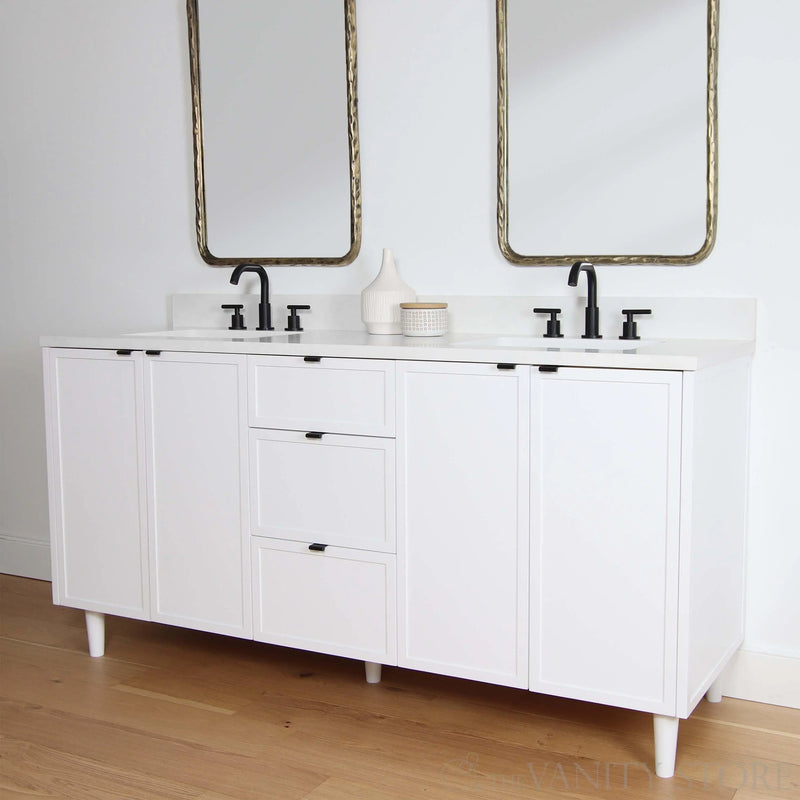 Cape Breton 72" Satin White Bathroom Vanity, Double Sink - Teodor Vanities United States