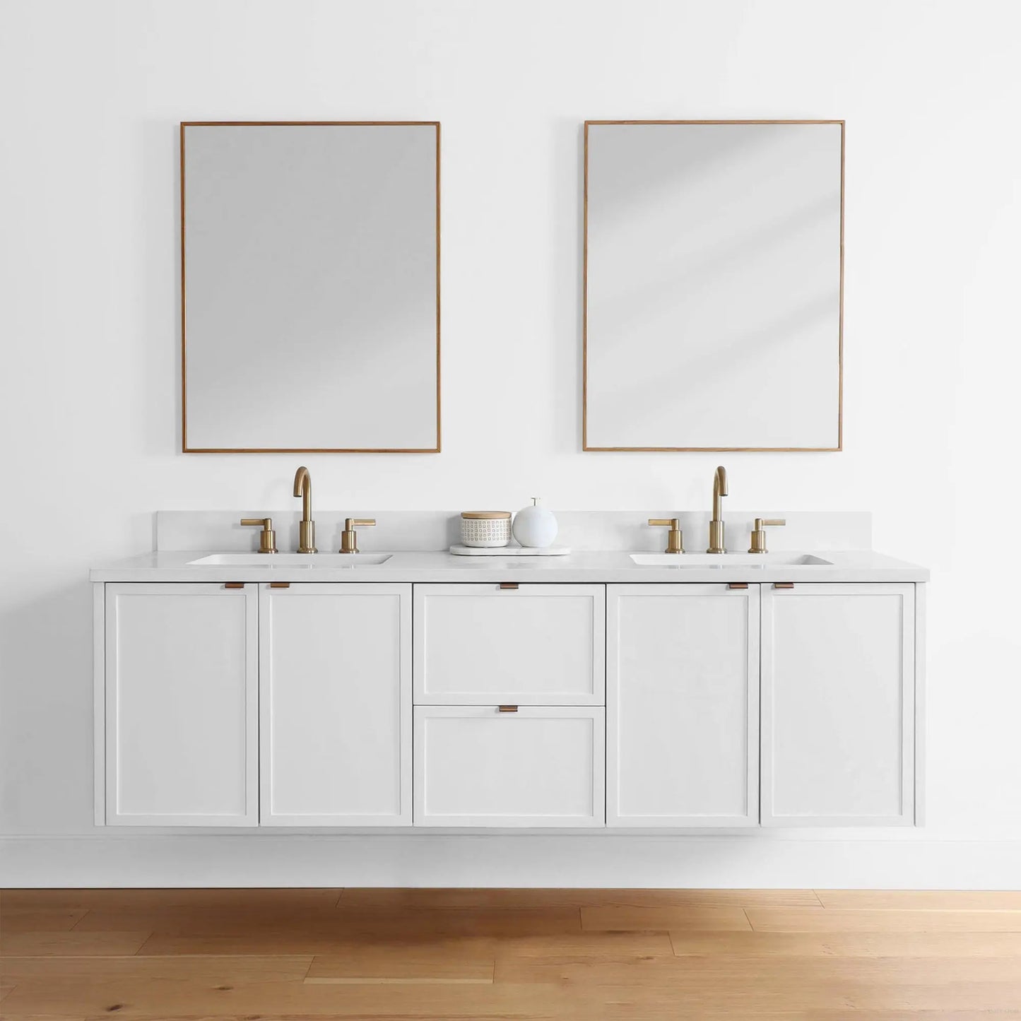 Cape Breton 72" Wall Mount Satin White Bathroom Vanity, Double Sink - Teodor Vanities United States