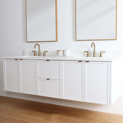 Cape Breton 72" Wall Mount Satin White Bathroom Vanity, Double Sink - Teodor Vanities United States