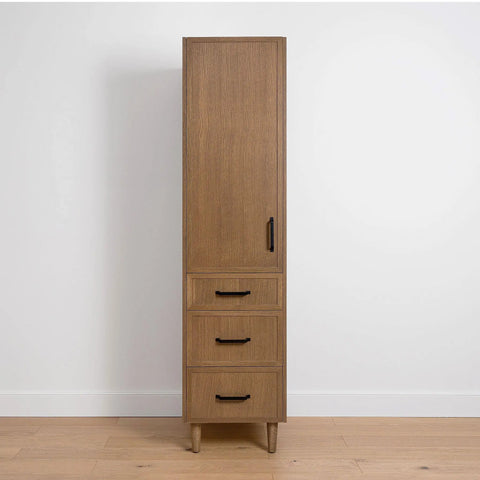 Cape Breton Mid Century Oak Linen Cabinet - Teodor Vanities United States