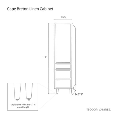 Cape Breton Mid Century Oak Linen Cabinet - Teodor Vanities United States