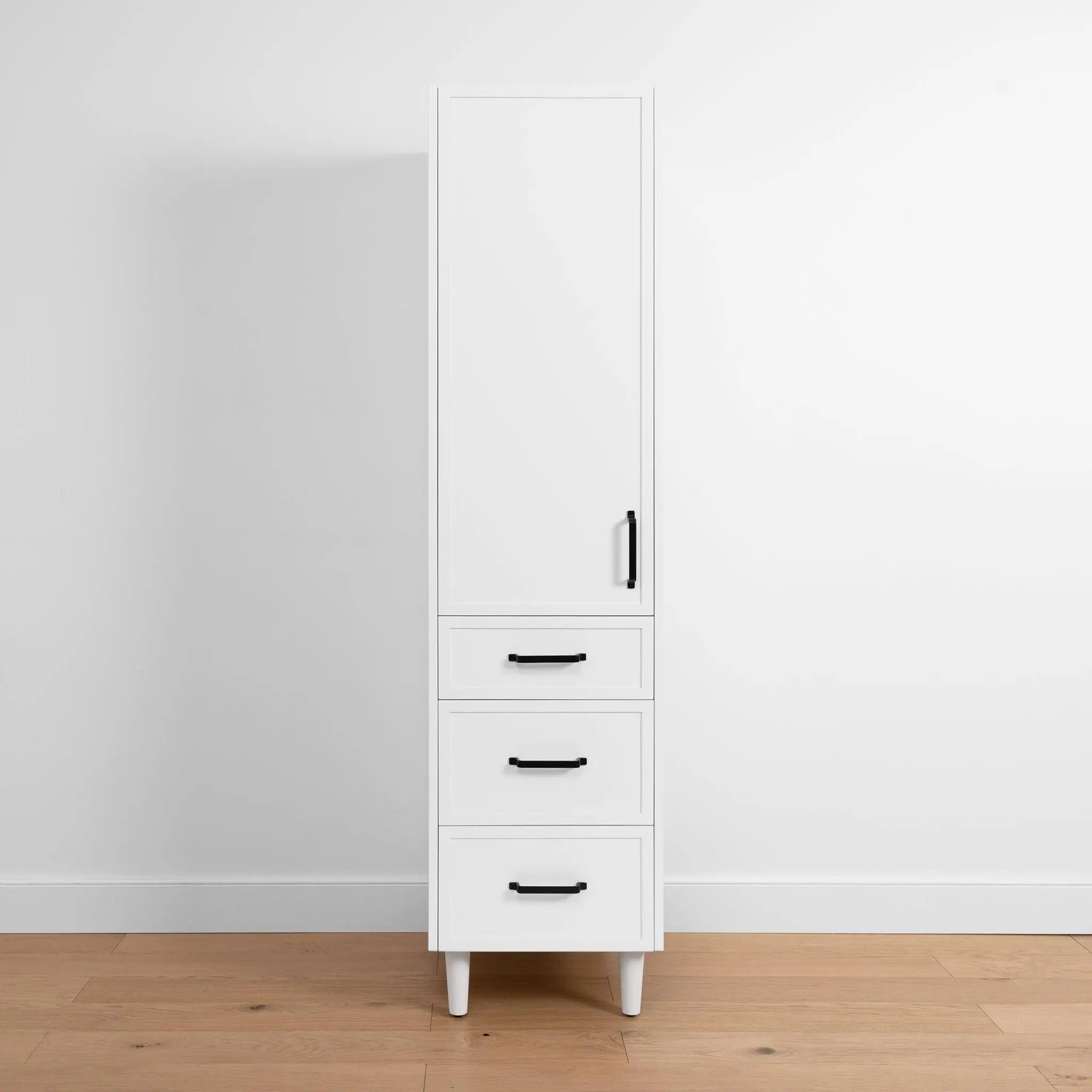 Cape Breton Satin White Linen Cabinet - Teodor Vanities United States