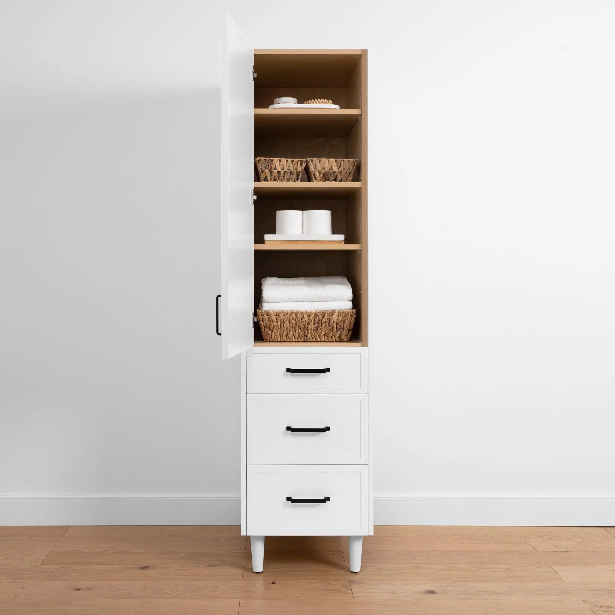 Cape Breton Satin White Linen Cabinet Teodor Vanities Teodor Vanities United States