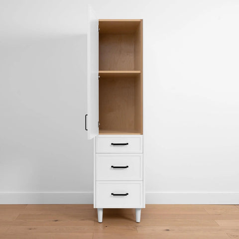 Cape Breton Satin White Linen Cabinet - Teodor Vanities United States