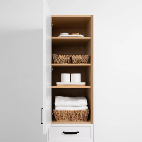 Cape Breton Satin White Linen Cabinet - Teodor Vanities United States