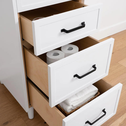 Cape Breton Satin White Linen Cabinet - Teodor Vanities United States