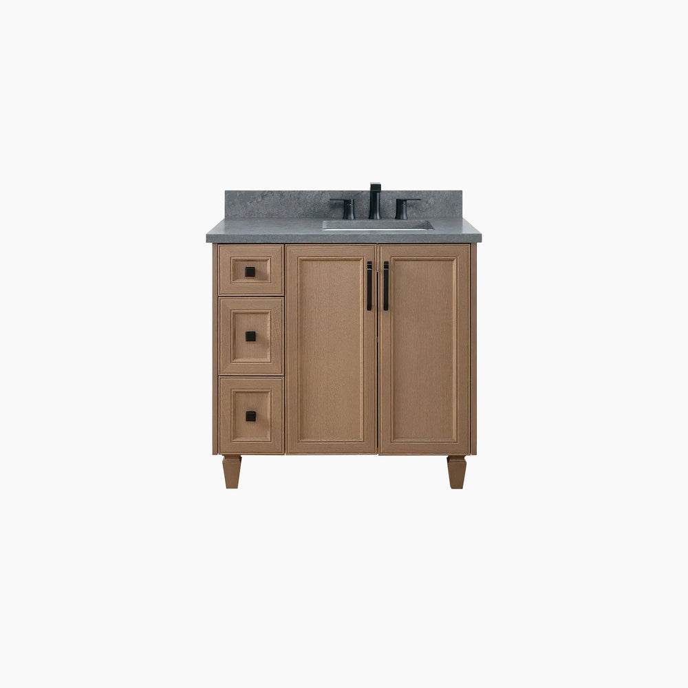 Davenport 36" Almond Coast Bathroom Vanity, Right Sink