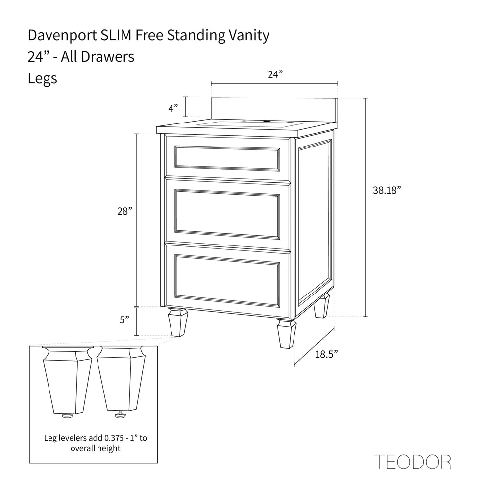 
                  
                    Davenport SLIM 24" Almond Coast Bathroom Vanity - All Drawers
                  
                