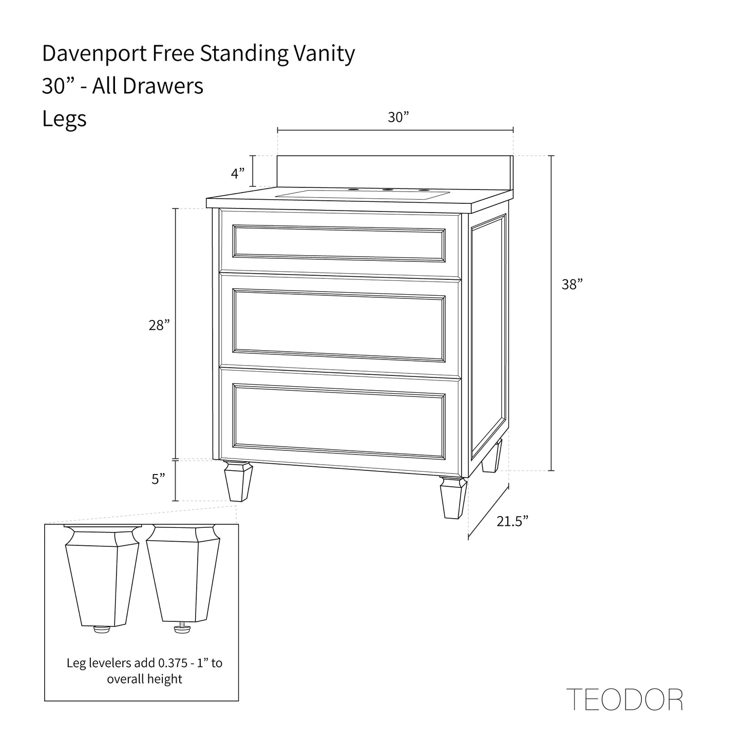 
                  
                    Davenport 30" Almond Coast Bathroom Vanity - Teodor Vanities United States
                  
                