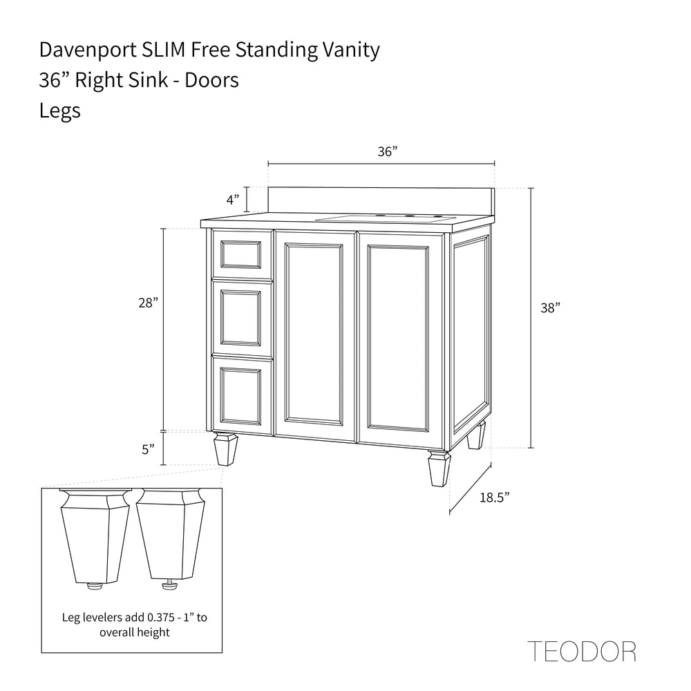 
                  
                    Davenport SLIM 36" Pacific Blue Bathroom Vanity, Right Sink
                  
                