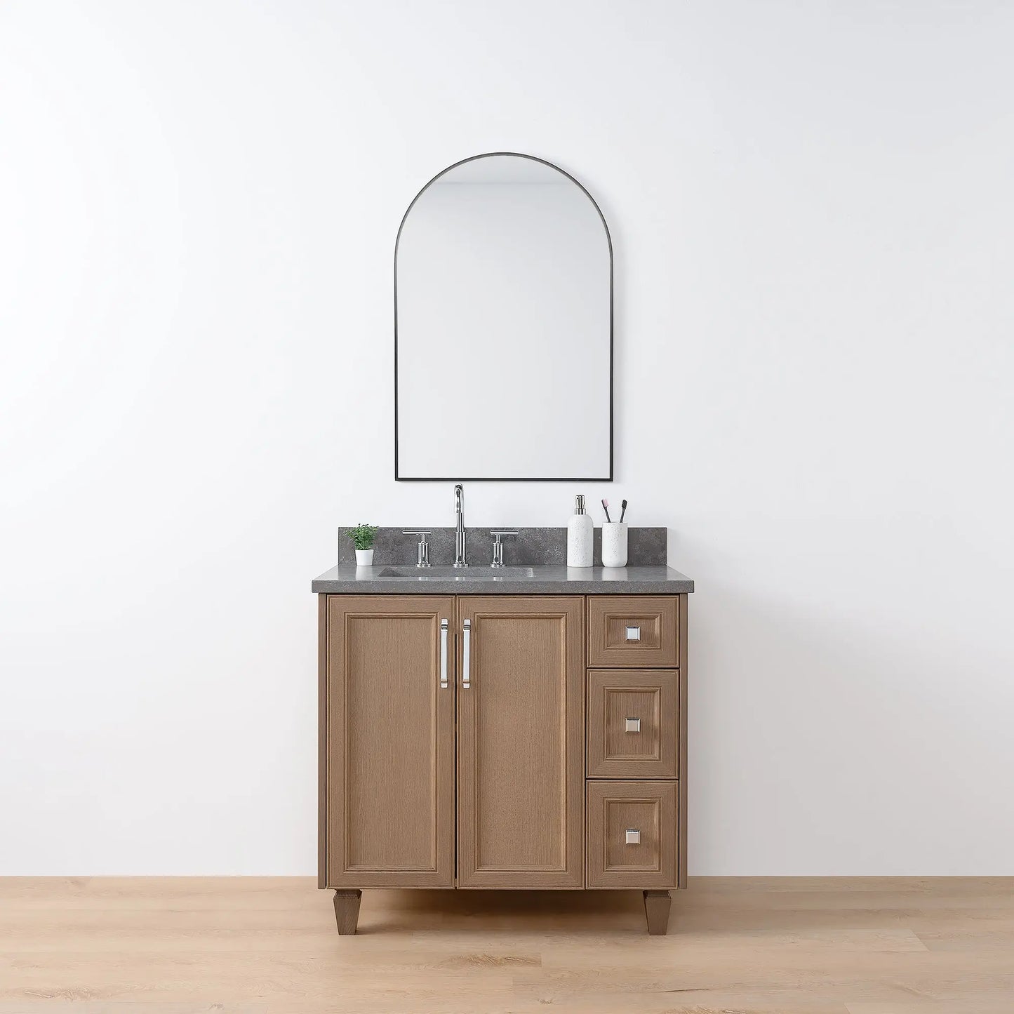 Davenport 36" Almond Coast Bathroom Vanity, Left Sink - Teodor Vanities United States