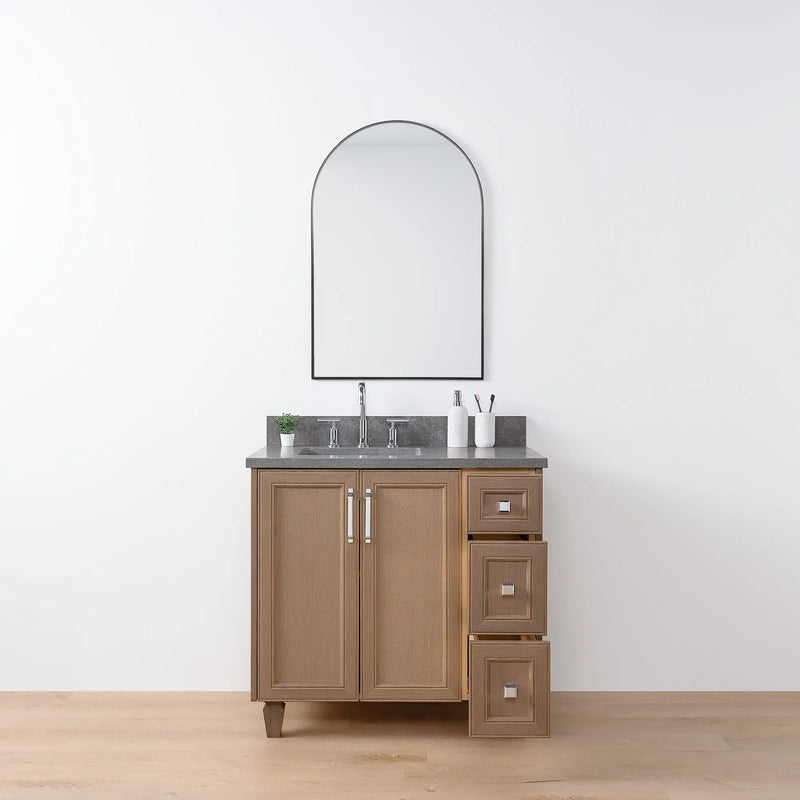 Davenport 36" Almond Coast Bathroom Vanity, Left Sink - Teodor Vanities United States