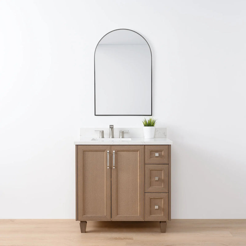 Davenport 36" Almond Coast Bathroom Vanity, Left Sink - Teodor Vanities United States