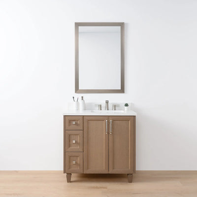 Davenport 36" Almond Coast Bathroom Vanity, Right Sink - Teodor Vanities United States