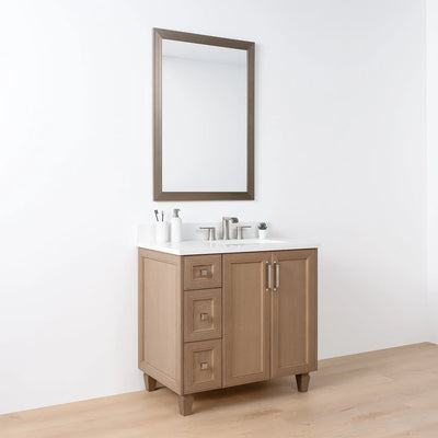 Davenport 36" Almond Coast Bathroom Vanity, Right Sink - Teodor Vanities United States