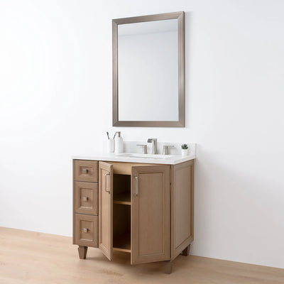 Davenport 36" Almond Coast Bathroom Vanity, Right Sink - Teodor Vanities United States