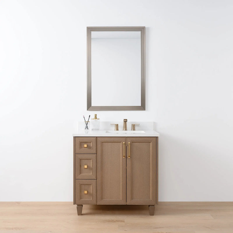 Davenport 36" Almond Coast Bathroom Vanity, Right Sink - Teodor Vanities United States